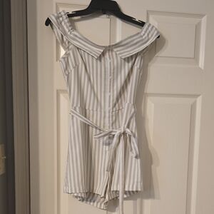 Privy Off-Shoulder Striped Romper